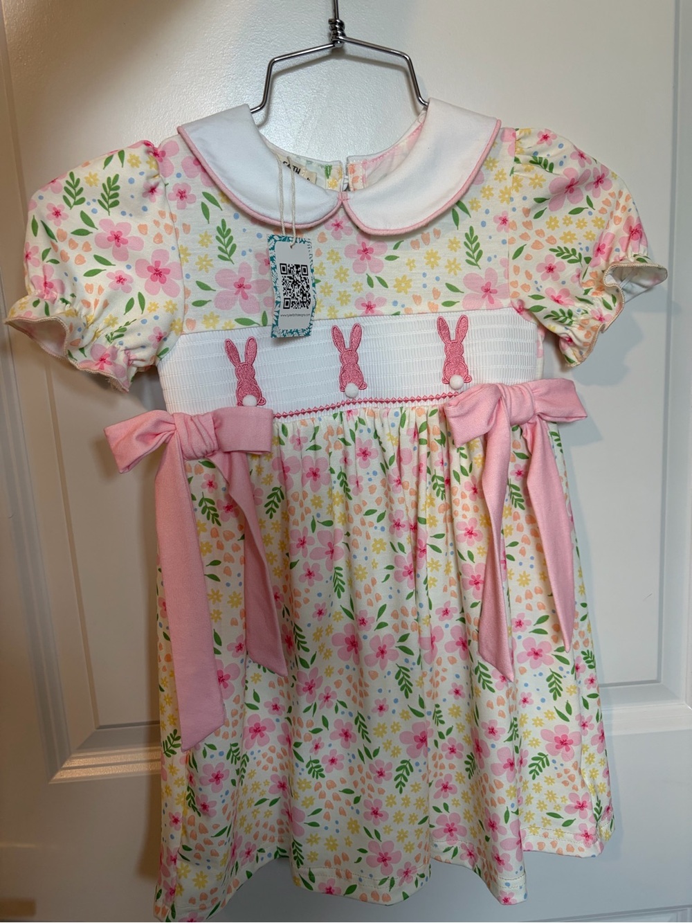 Easter Floral Pink Smocked Dress